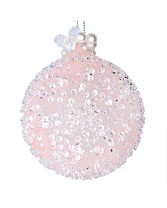 Gisela Graham Pale Pink Beaded Glass Ball